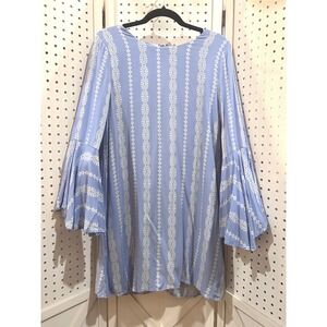 Mia Mi‎ Amore Blue Bell Sleeve Geometric Print Mini Dress XS